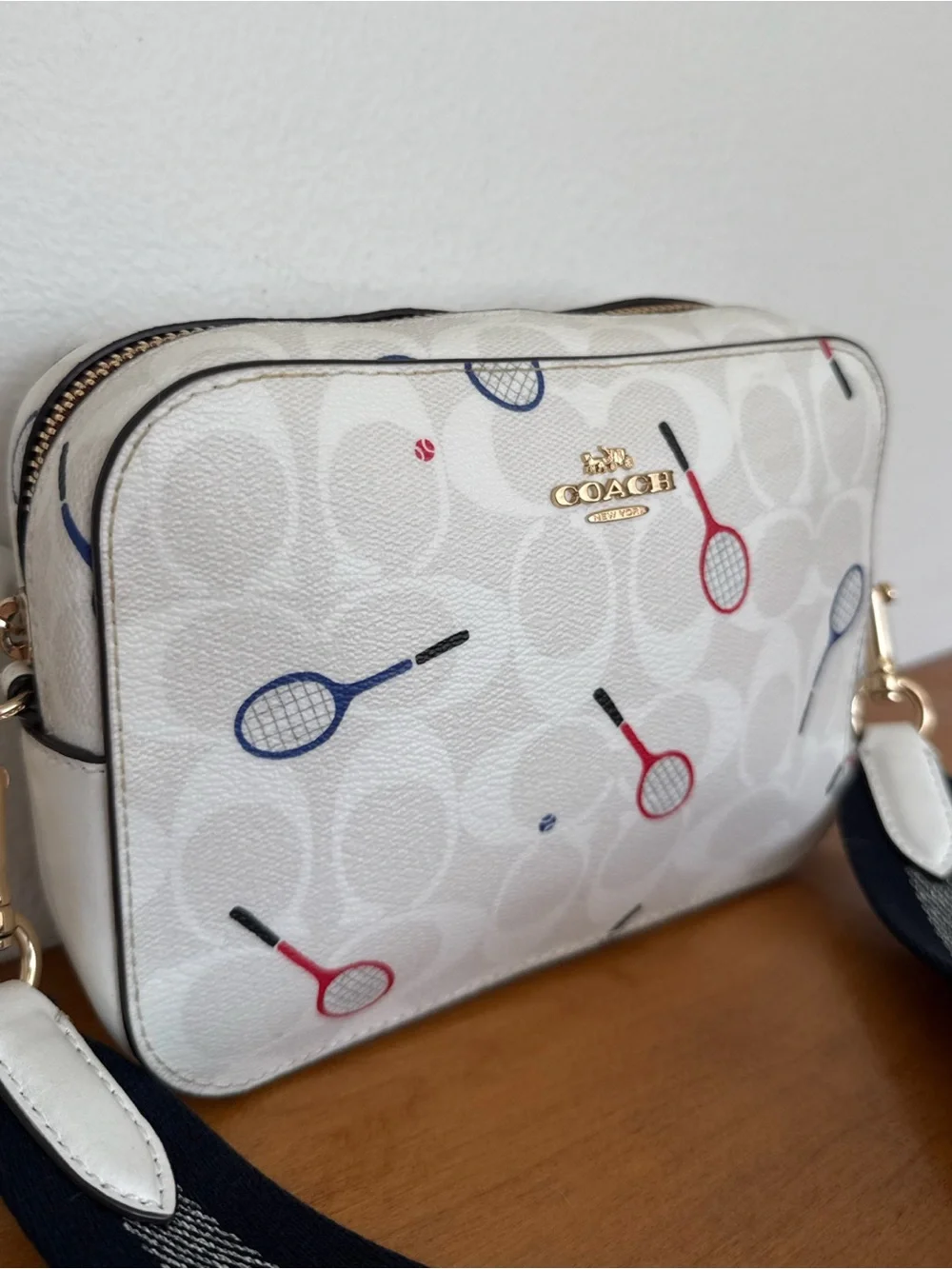 Coach Leather Camera Crossbody Bag Tennis Rackets